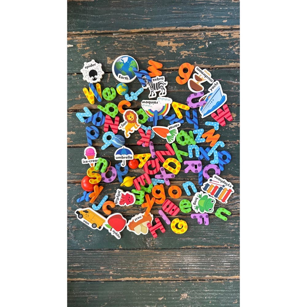 Kids Educational Magnetic Alphabet Letters and Object Learning Set Multicolor